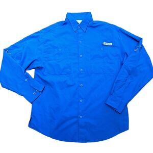Columbia PFG Mens Size Medium Royal Blue Long Sleeve Omni Shade Outdoor Shirt